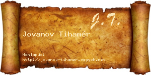 Jovanov Tihamér névjegykártya